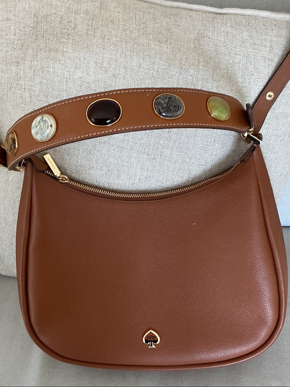 kate spade Chestnut Brown Pebbled Leather Shoulder Bag with Gold Hardware - Picture 2 of 7